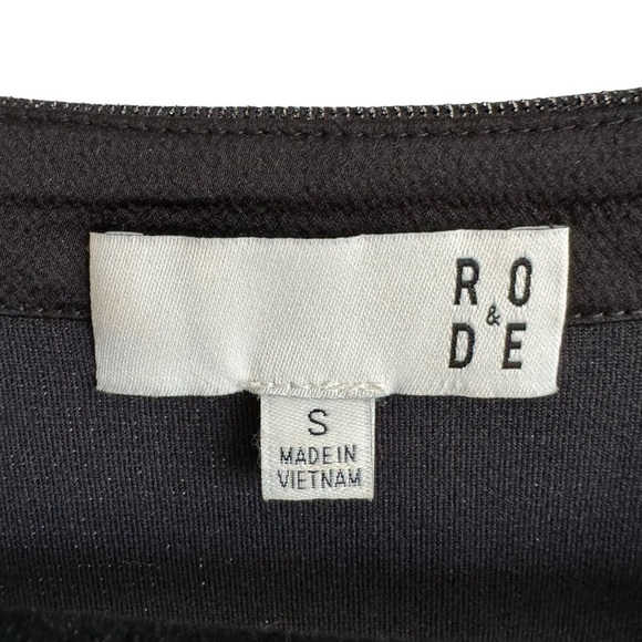 Anthropologie RO&DE Cassidy Metallic Shimmer Blouse, Black Noir, Size S - Picture 7 of 10